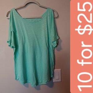 Mudd Mint Cold-Shoulder Tank Top